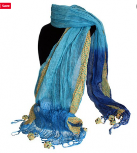ladies linen scarf blue combo