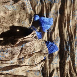 blue tassel scarf