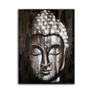 buddha silver wood oil painting