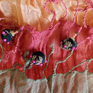 peach and cream scarf detail