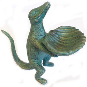 lizzard virdigris cast iron bird feeder