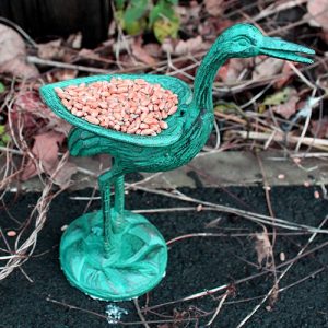 stork virdigris cast iron bird feeder