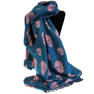 blue pink skull scarf