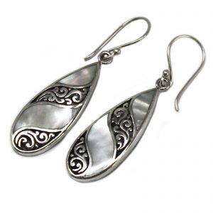 silver and shell tear drop