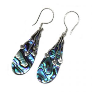 shell and silver earrings three hearts abalone