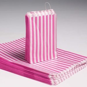 7x9" Candy Stripe Bags (1000) - PINK