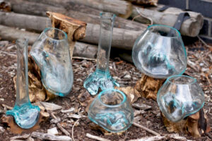 molton glass on wood