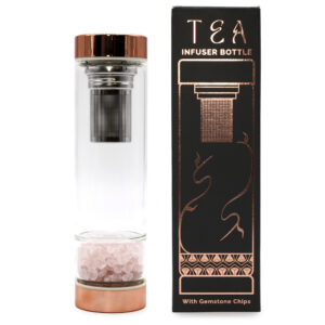 crystal glass tea infuser bottle Rose quart