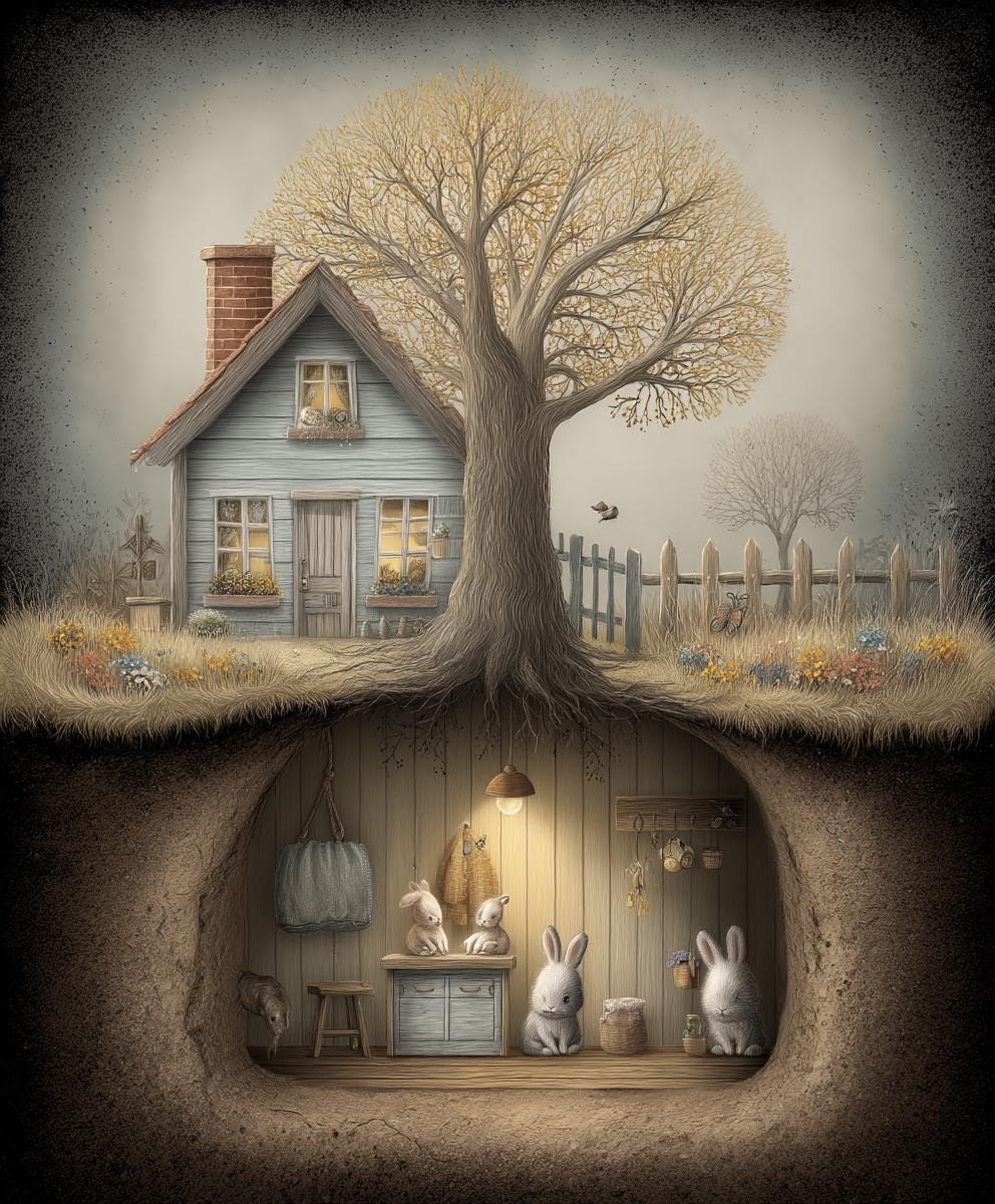 Bunny Burrow Cottage CLIPART Underground Rabbit Home Storybook ...