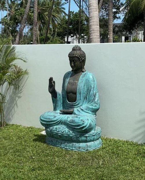 Large Turquoise & Stone Buddha Teaching on Lotus - 2m