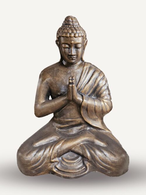 Med Large Antique Gold Praying Buddha Statue - 1.2m Tall