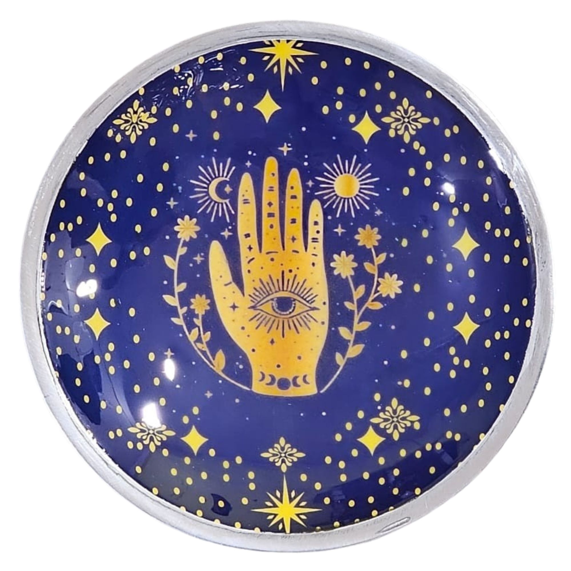 Triple Leg Enamelled Offering Plate - Hamsa Midnight Blue - Image 2