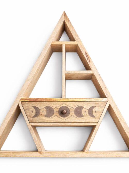 Triangle Shaped Wall Shelf with Drawer