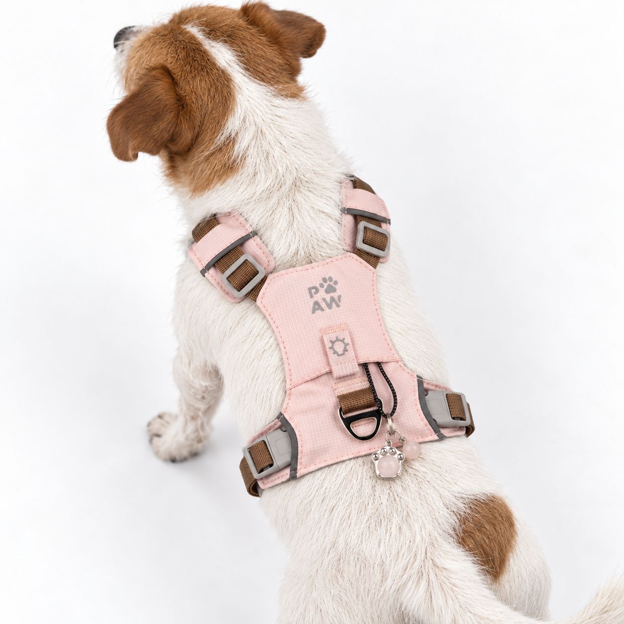 PAW - S (4-8Kg) Dog Step-in Guardian Harness with Reflective Mesh - Soft Pink - Rose Quartz Charm - Image 10