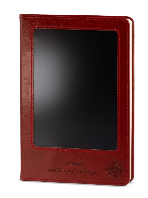 A5 Intention Note Book - LCD Wipe Screen - Red Leather Effect - 80 Leafs