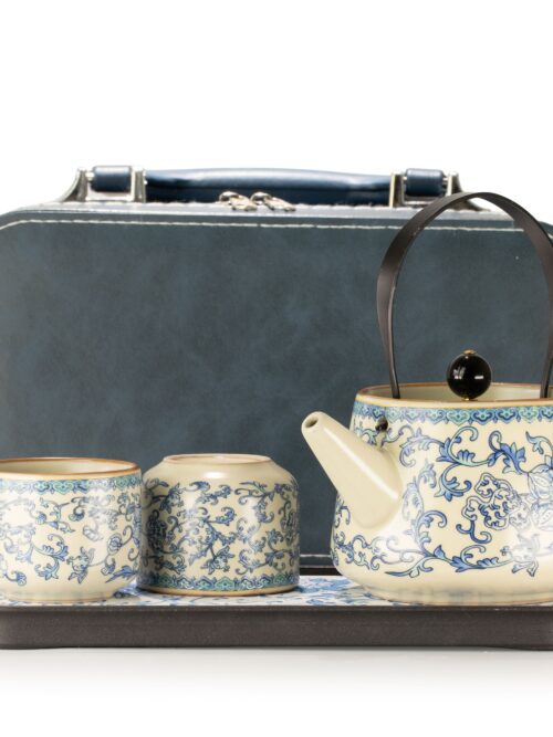 Travel Teapot Set & Two Cups - China Ru Blue