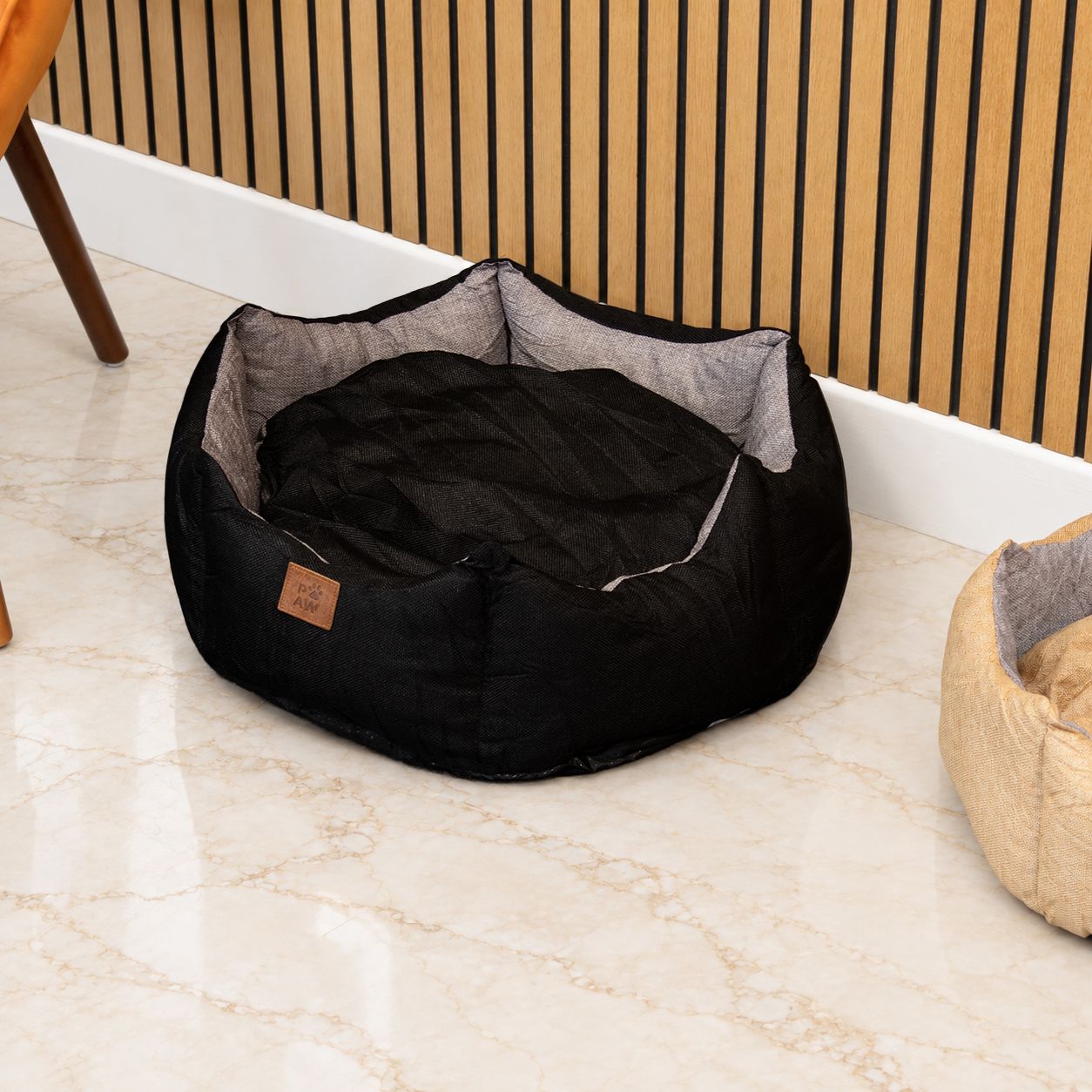PAW Bed – Large Royal Crown – Black & Grey – 50 × 50 × 26cm - Image 3