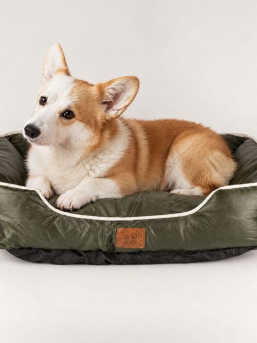 PAW Bed – Small Khaki Green – 60 × 50 × 15cm