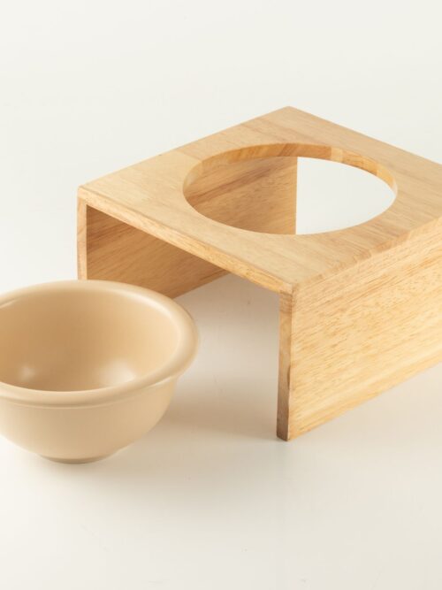PAW Food Bowls - Large Single Ceramic in Wooden Stand - 14cm