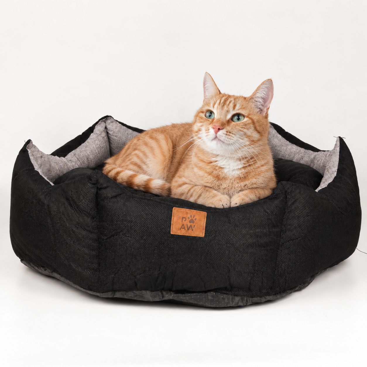PAW Bed – Large Royal Crown – Black & Grey – 50 × 50 × 26cm - Image 6