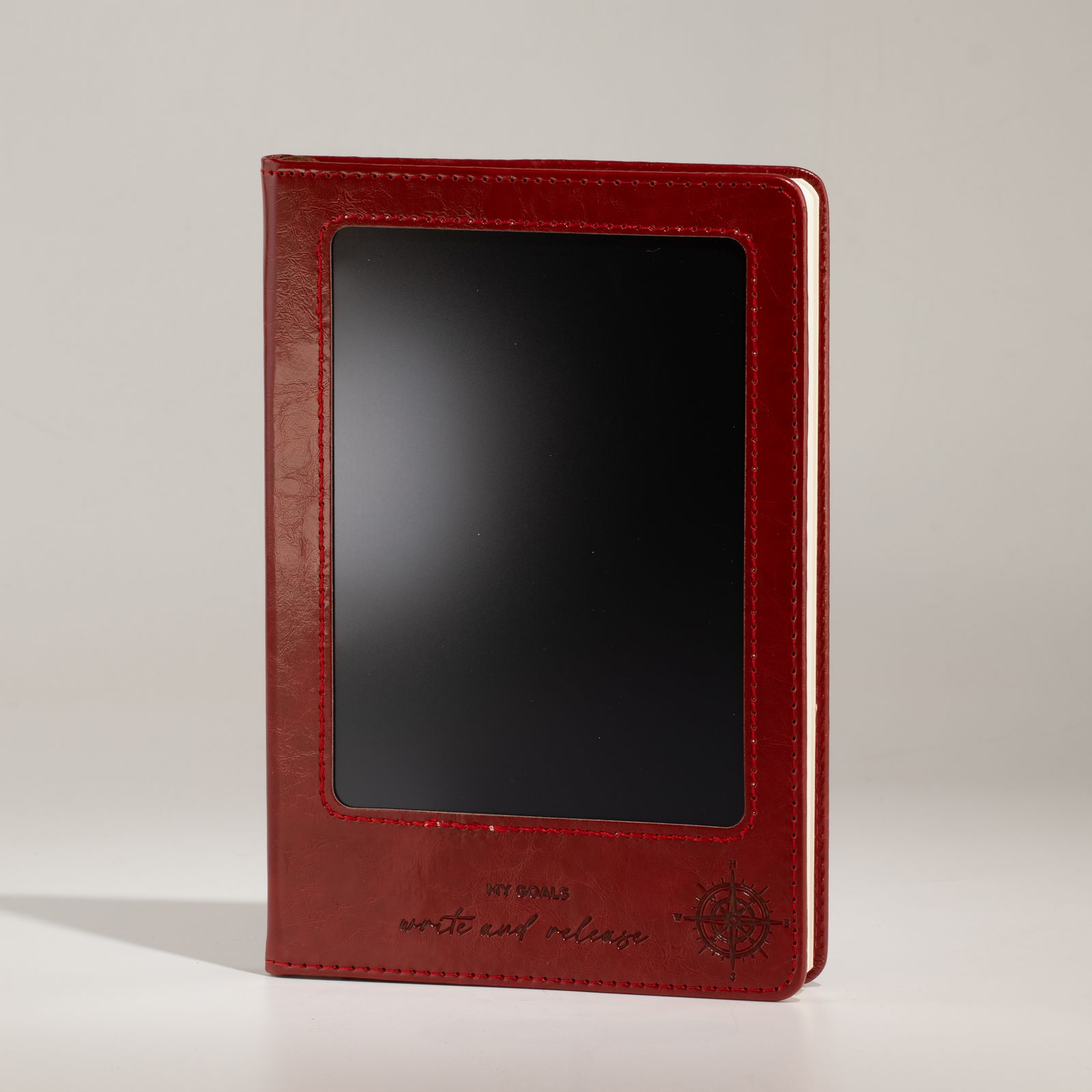 A5 Intention Note Book - LCD Wipe Screen - Red Leather Effect - 80 Leafs - Image 8