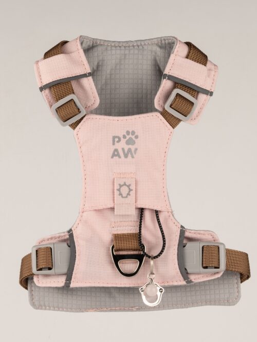 PAW - S (4-8Kg) Dog Step-in Guardian Harness with Reflective Mesh - Soft Pink - Rose Quartz Charm