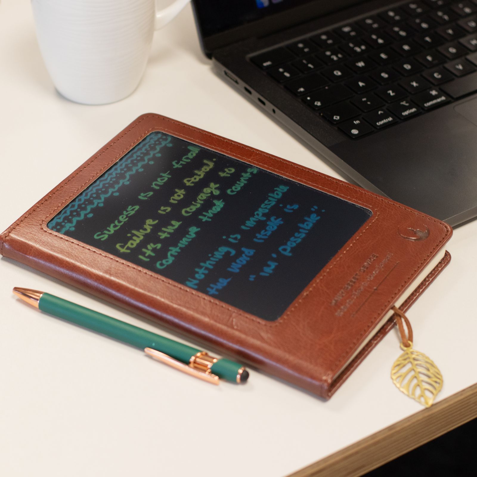 A5 Intention Note Book - LCD Wipe Screen - Red Leather Effect - 80 Leafs - Image 12