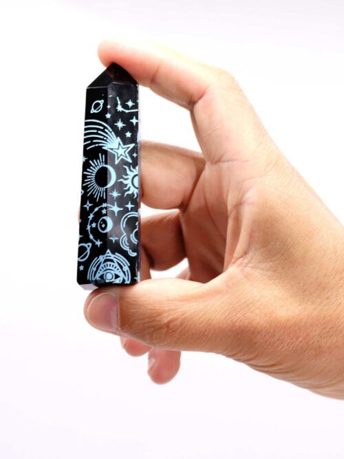 Black Obsidian Points - Mystic Story - Sky Blue