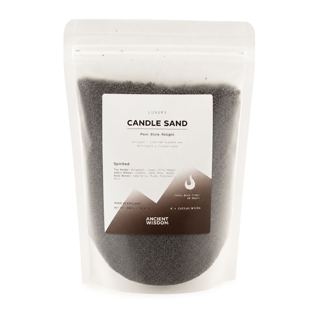 Fragranced Candle Sand - Black - Spirited - 300g - Image 2