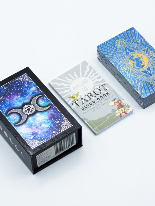 Blue Foil Tarot Card Set - Moon Face - with booklet