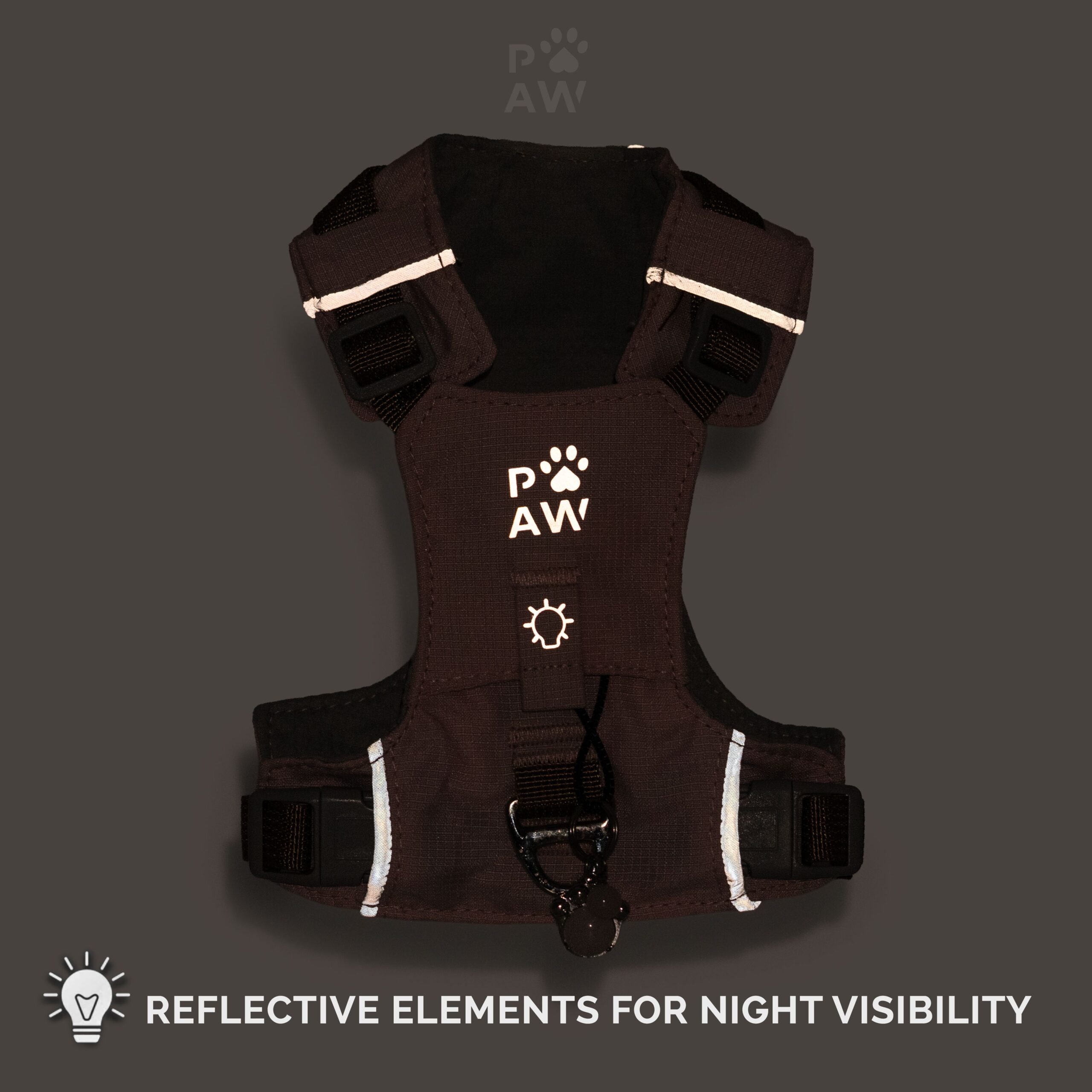 PAW - S (4-8Kg) Dog Step-in Guardian Harness with Reflective Mesh - Rock Grey - Black Obsidian Charm - Image 5