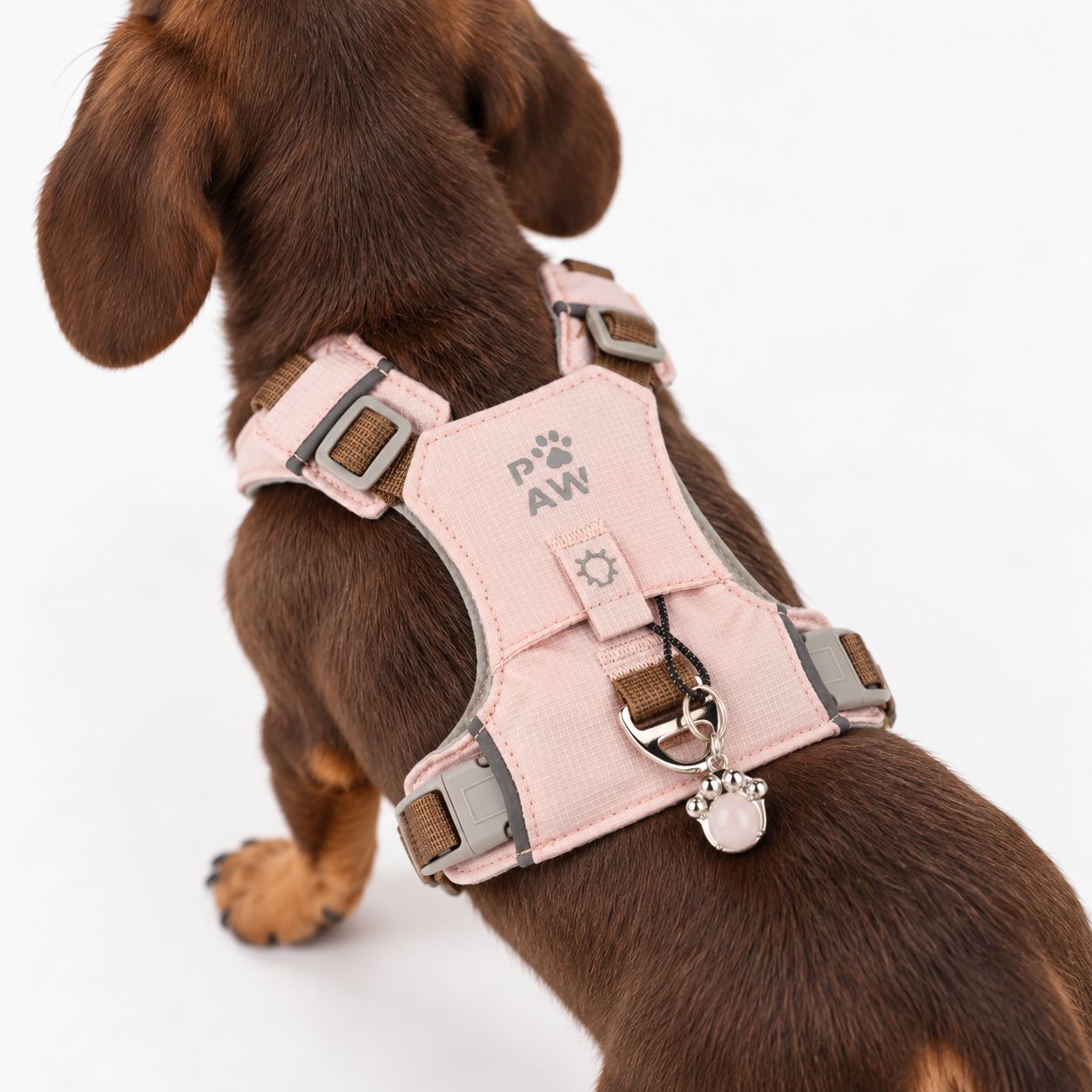 PAW - XS (2-4Kg) Dog Step-in Guardian Harness with Reflective Mesh - Soft Pink - Rose Quartz Charm - Image 10
