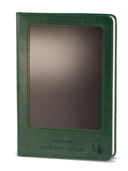 A5 Intention Note Book - LCD Wipe Screen - Green Leather Effect - 80 Leafs