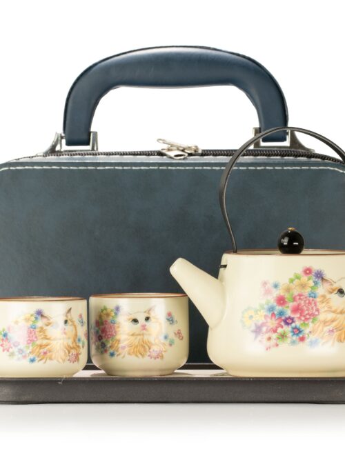 Travel Teapot Set & Two Cups - Cat Lover