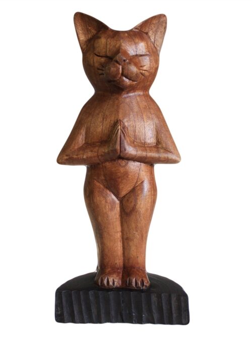 Handcarved Yoga Cats - Standing