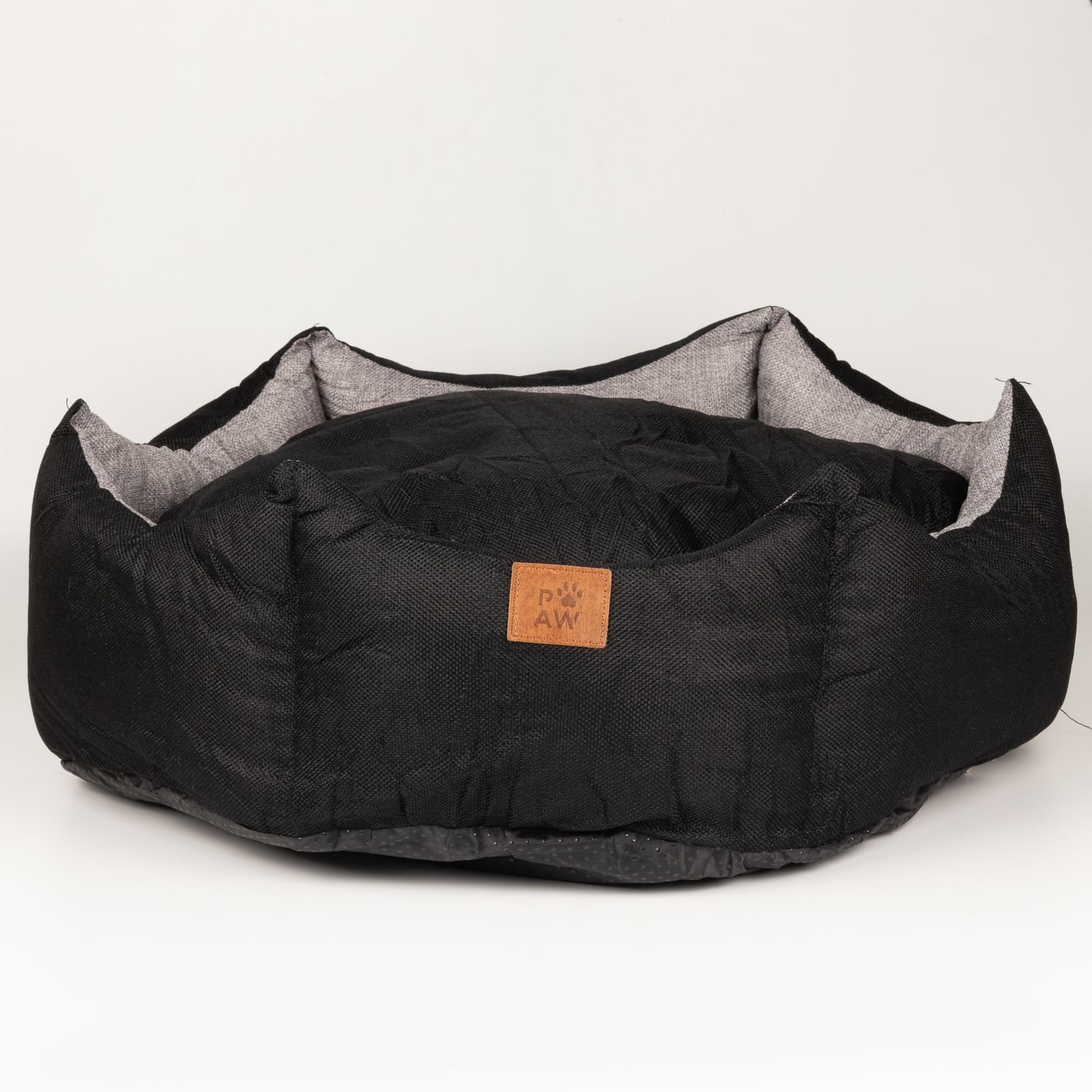 PAW Bed – Large Royal Crown – Black & Grey – 50 × 50 × 26cm - Image 5