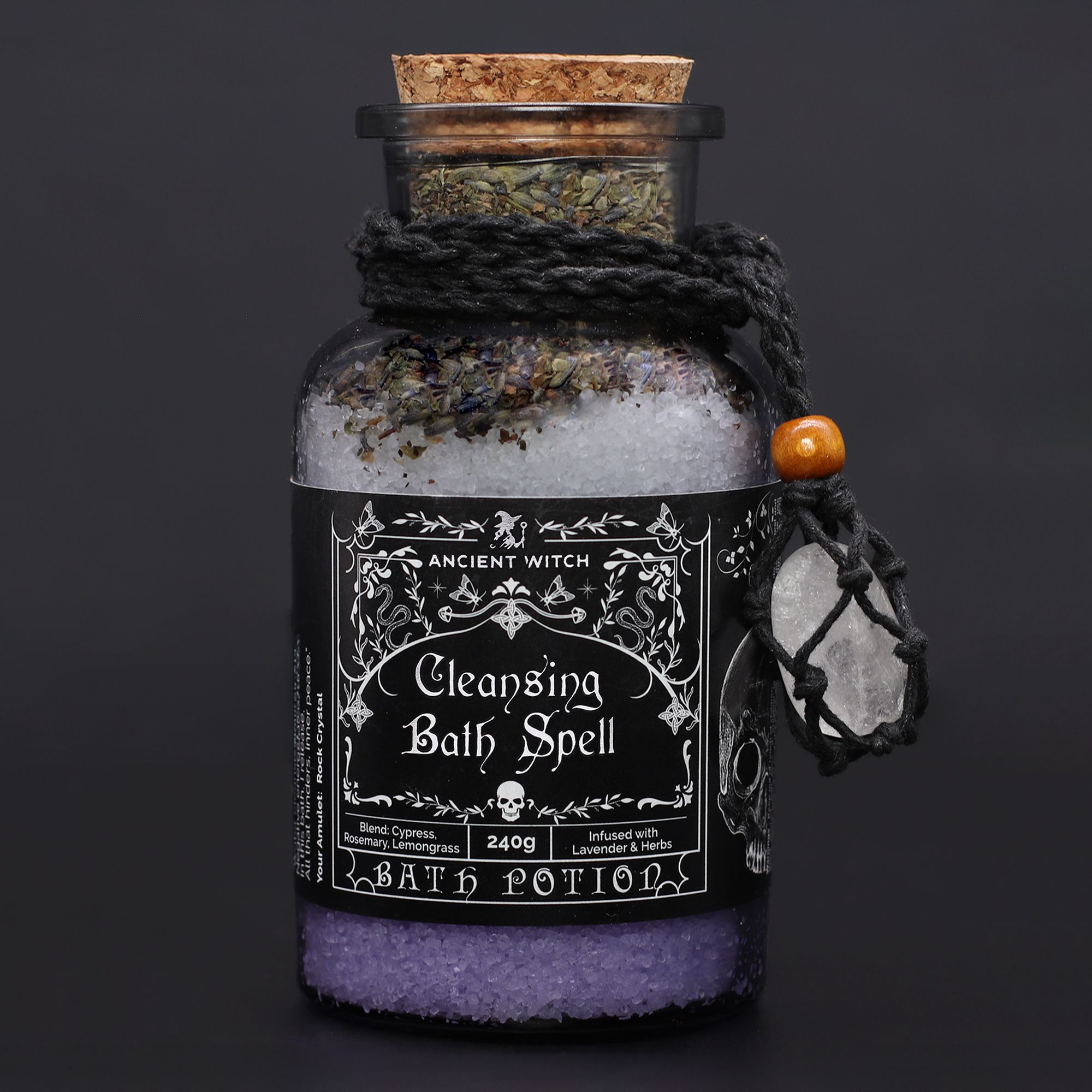 Ancient Witch Bath Spell Potion & Rock Crystal Amulet - Cleansing - Image 2