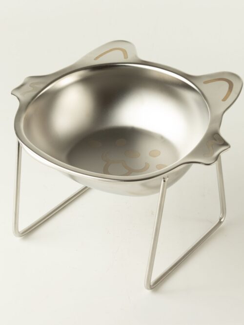 PAW Food Bowls - Single Cat Bowl in Stand - Stainless Steel (304)
