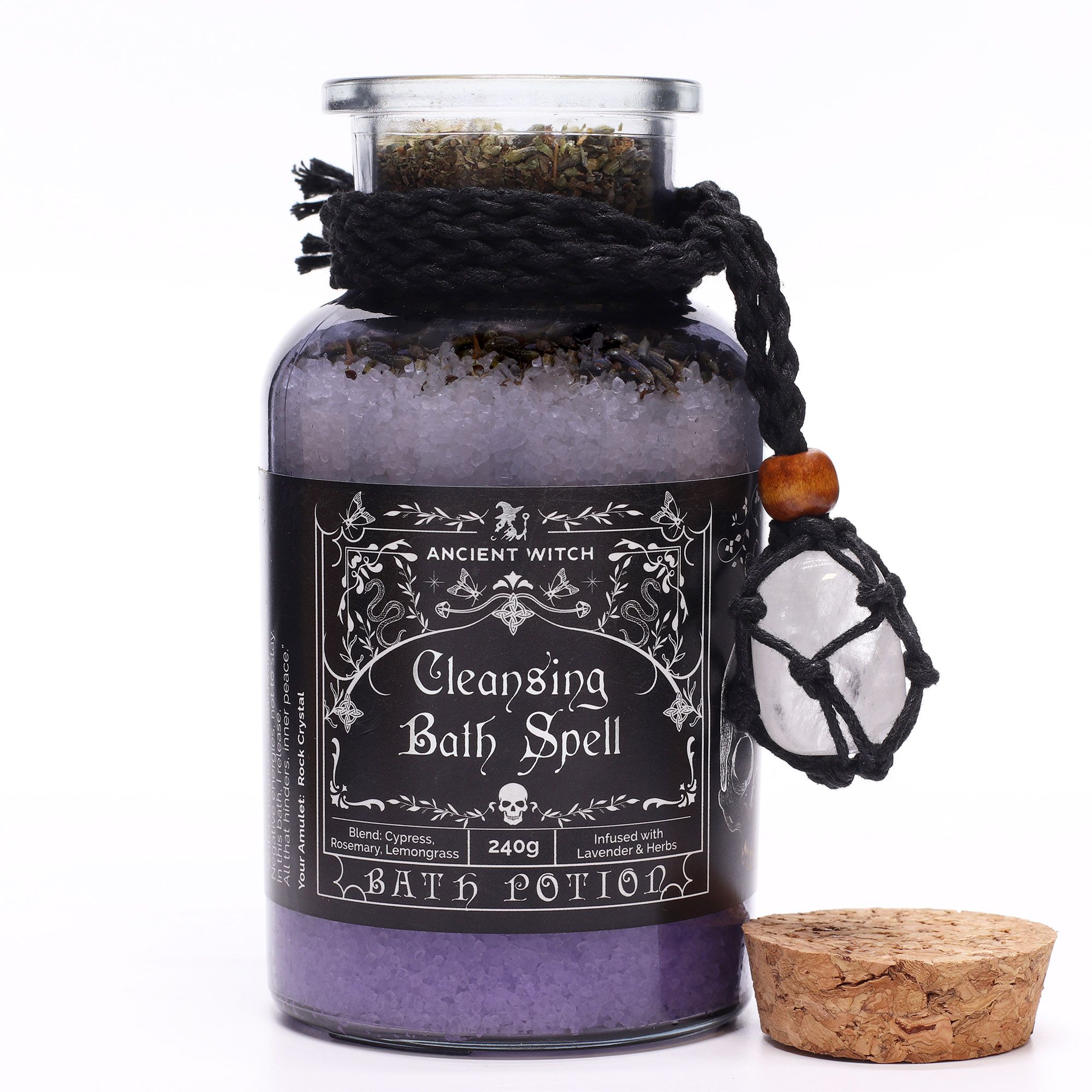 Ancient Witch Bath Spell Potion & Rock Crystal Amulet - Cleansing - Image 9