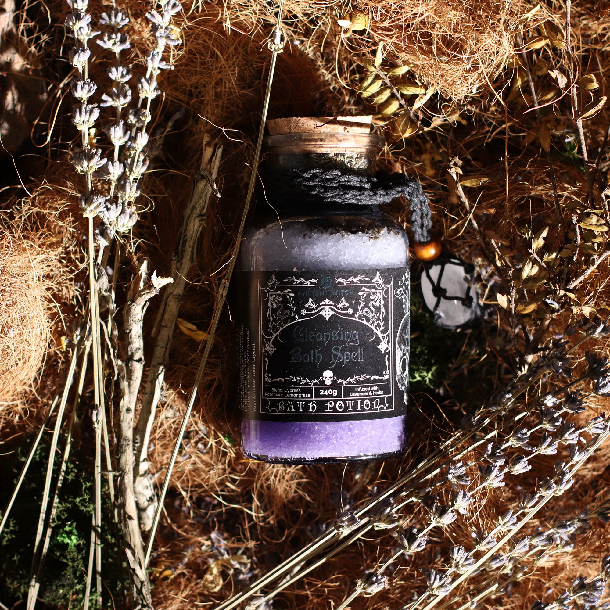 Ancient Witch Bath Spell Potion & Rock Crystal Amulet - Cleansing - Image 8