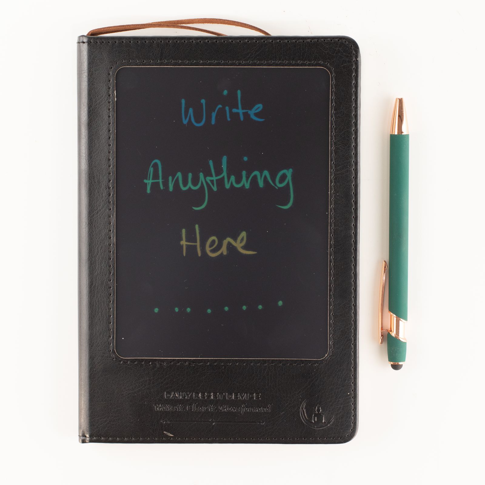 A5 Intention Note Book - LCD Wipe Screen - Black Leather Effect - 80 Leafs - Image 7