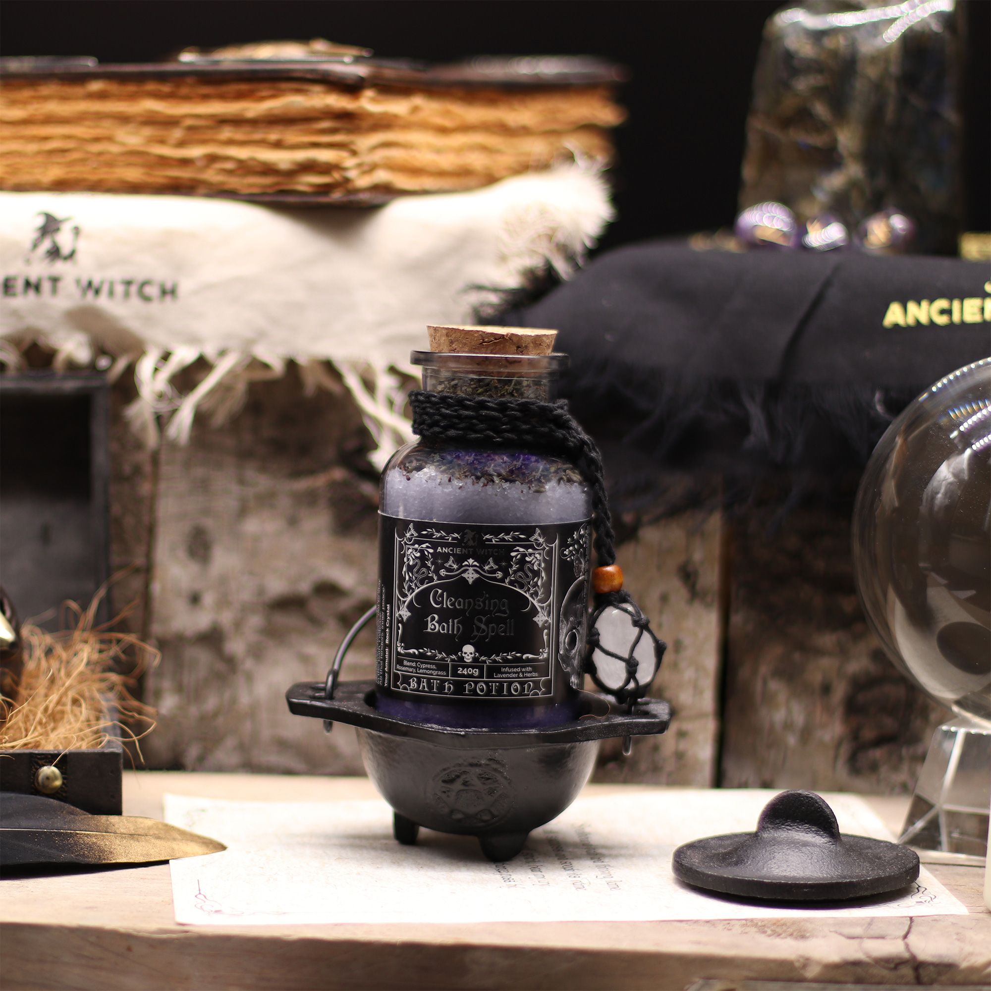 Ancient Witch Bath Spell Potion & Rock Crystal Amulet - Cleansing - Image 4