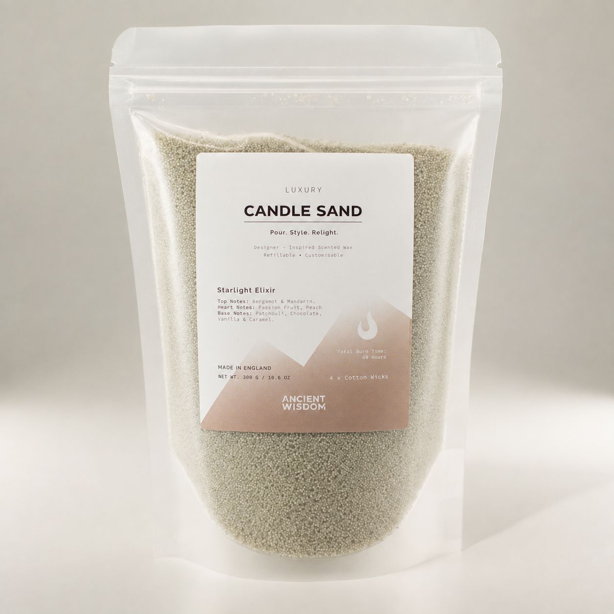 Fragranced Candle Sand - White - Starlight Elixir - 300g - Image 4