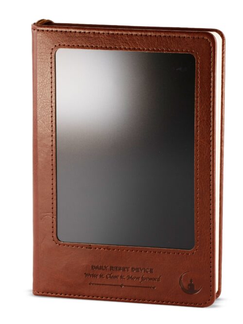 A5 Intention Note Book - LCD Wipe Screen - Brown Leather Effect - 80 Leafs