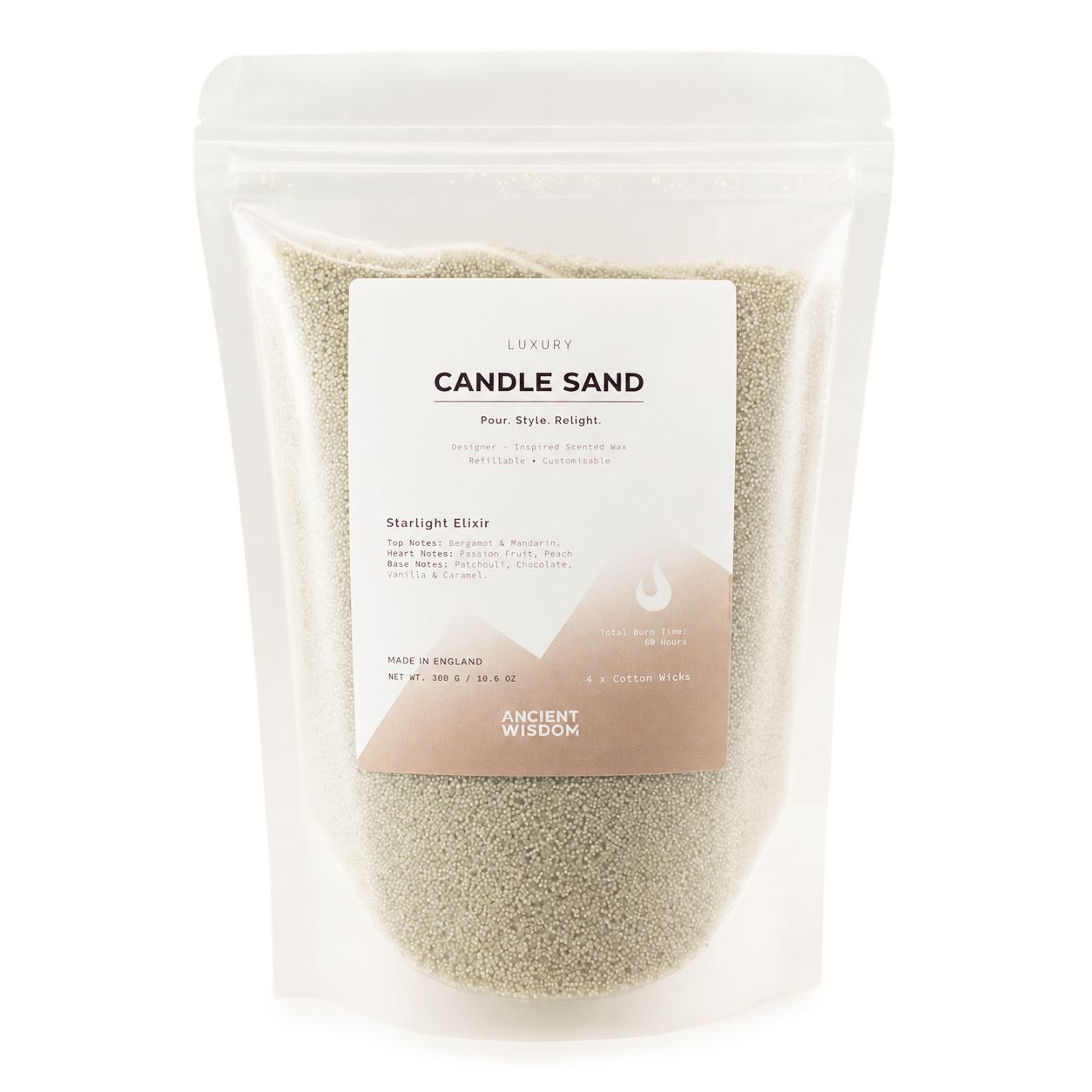 Fragranced Candle Sand - White - Starlight Elixir - 300g - Image 3