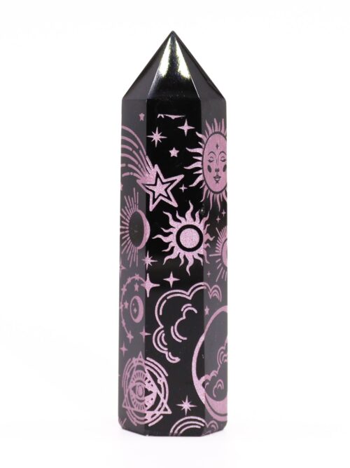 Black Obsidian Point - Mystic Story - Rose Pink