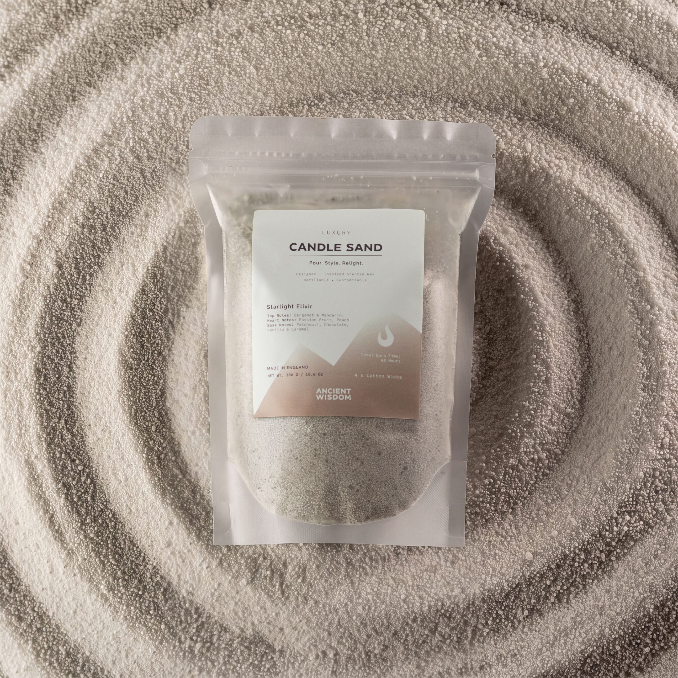 Fragranced Candle Sand - White - Starlight Elixir - 300g - Image 2