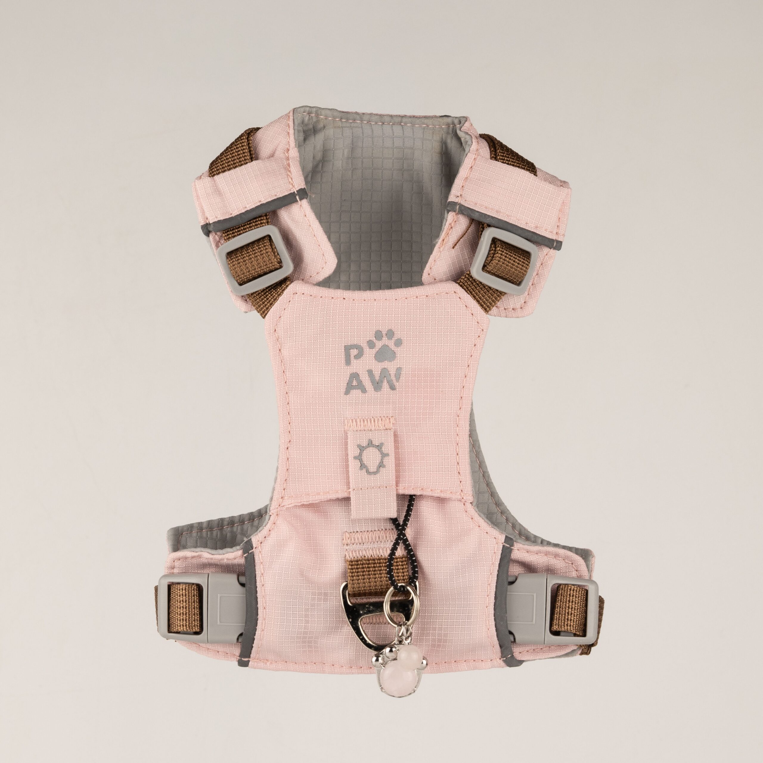 PAW - XS (2-4Kg) Dog Step-in Guardian Harness with Reflective Mesh - Soft Pink - Rose Quartz Charm - Image 2