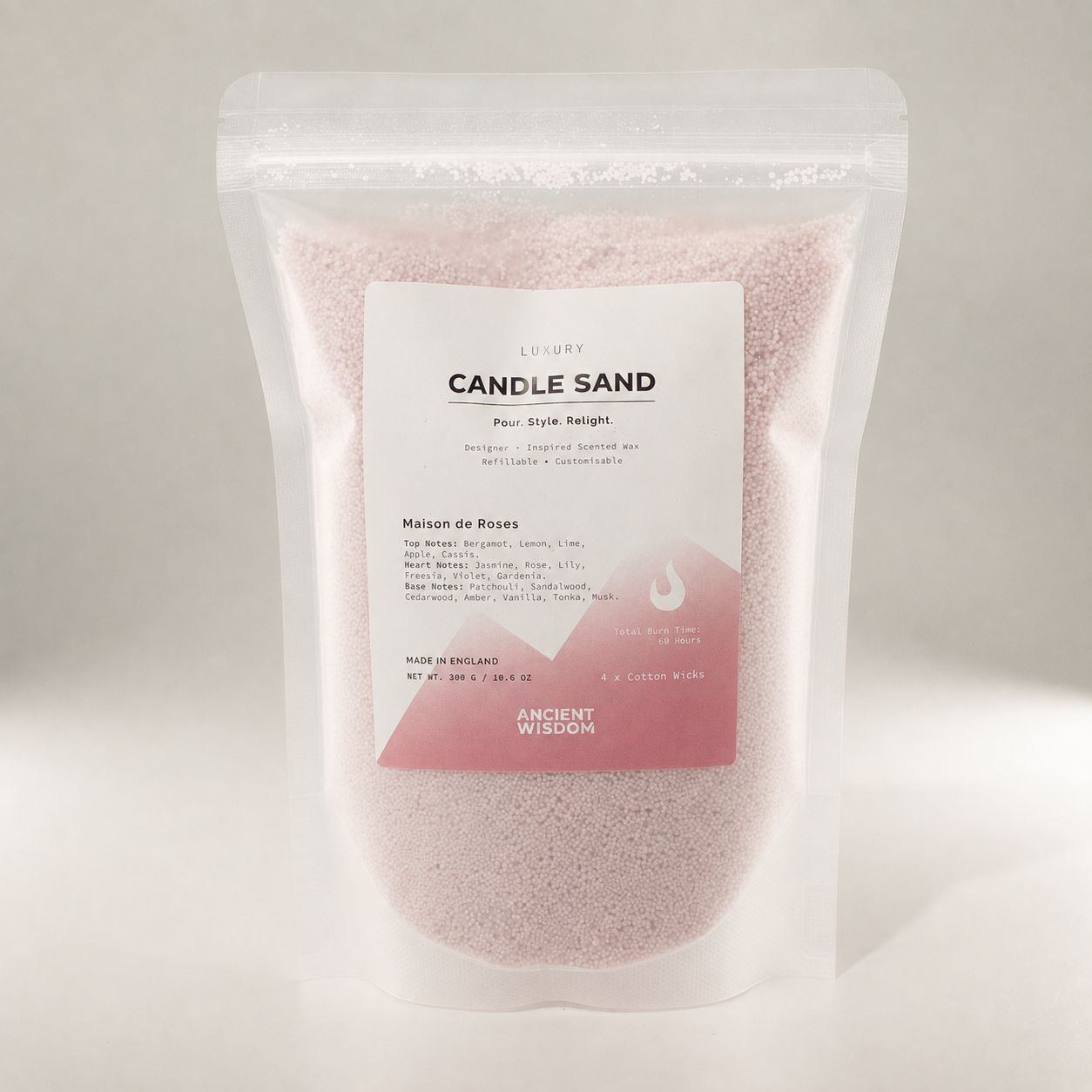 Fragranced Candle Sand - Dusty Rose - Maison de Roses - 300g - Image 3