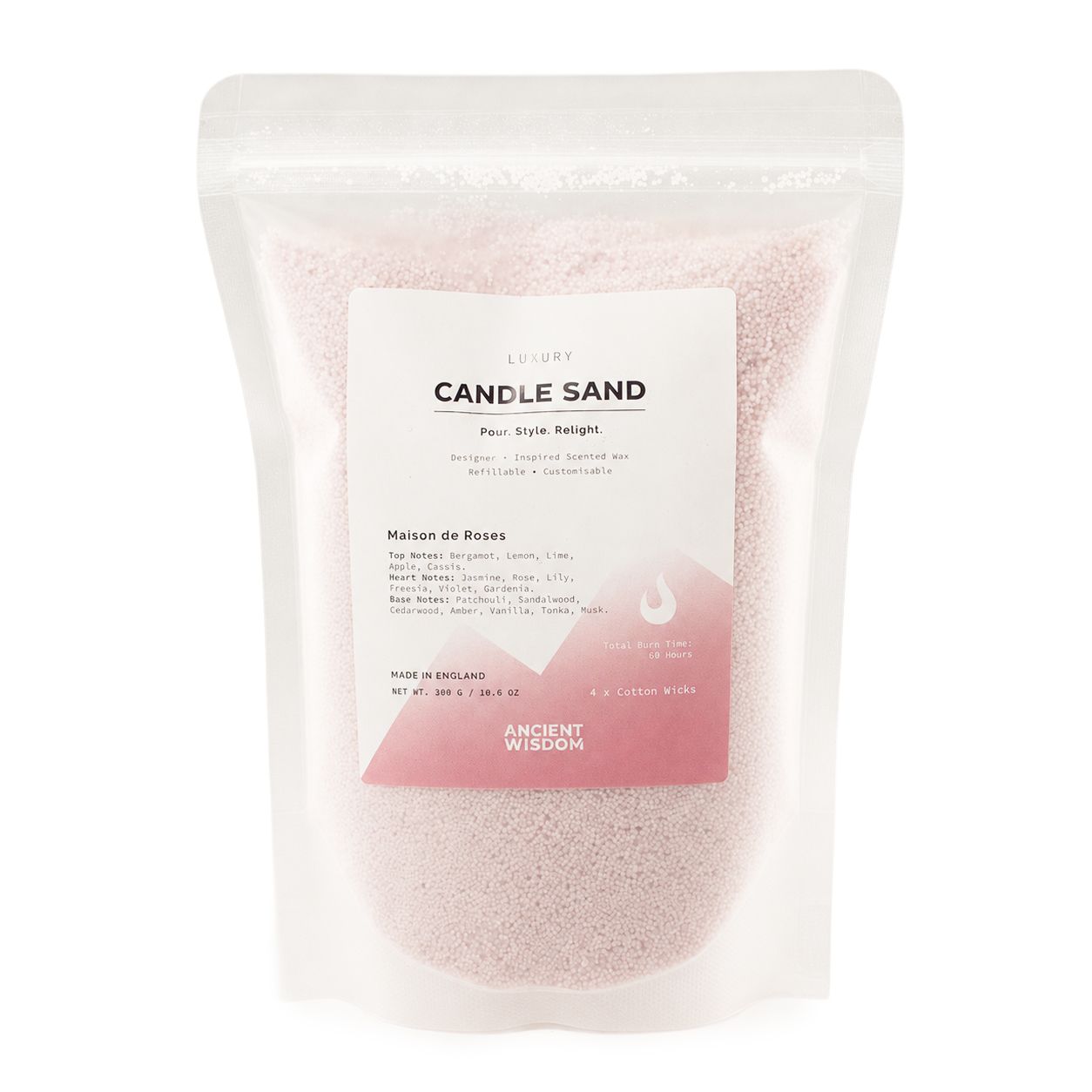 Fragranced Candle Sand - Dusty Rose - Maison de Roses - 300g - Image 2